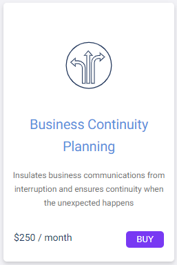 The Business Continuity Planning tile in the Marketplace